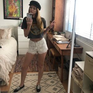 Crochet floral shorts